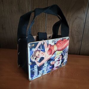 Mini Fashion Bag - Vintage Style Black Handbag Retro Pinup Print Graphic